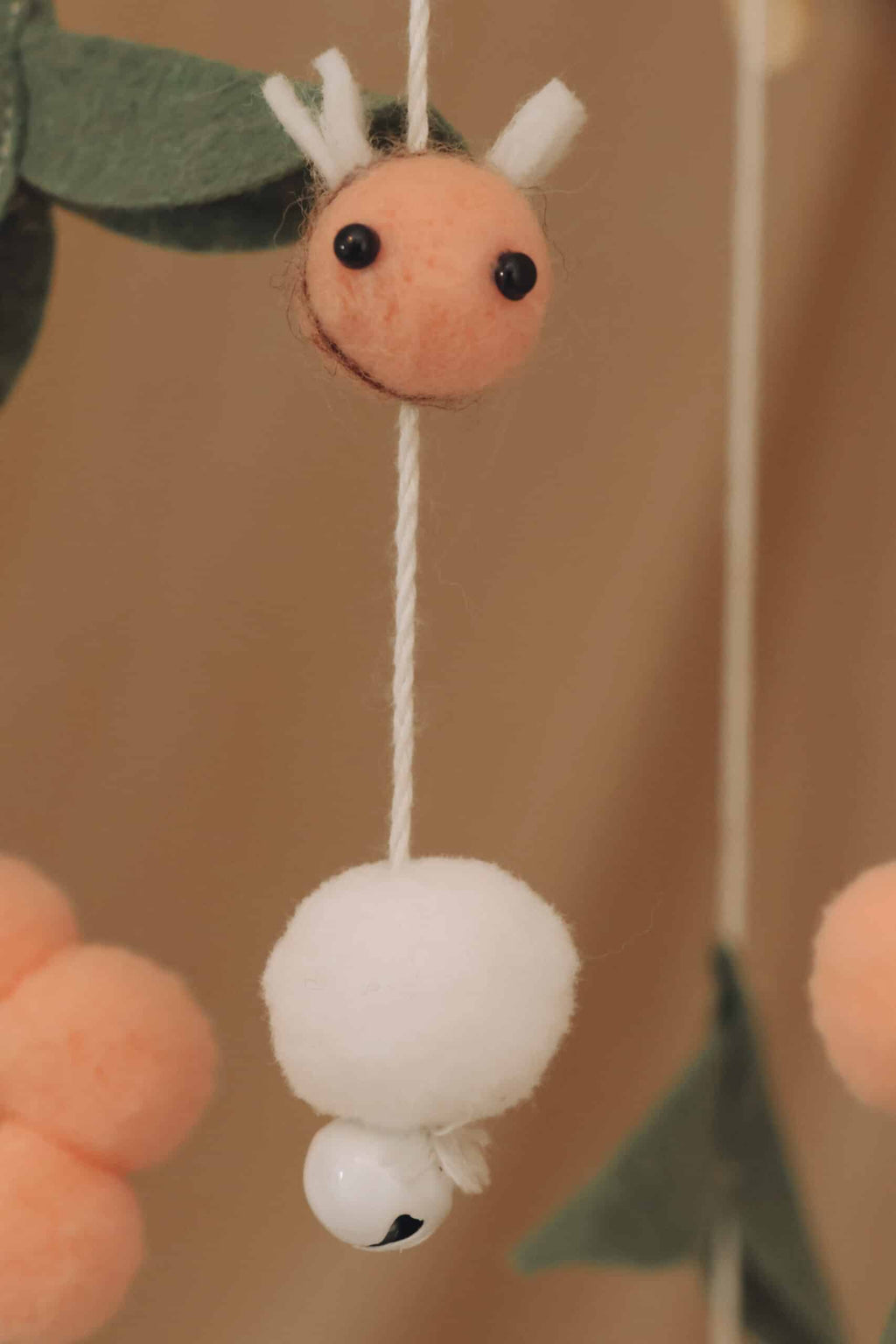 Handmade Pink Bee & Flower Baby Mobile