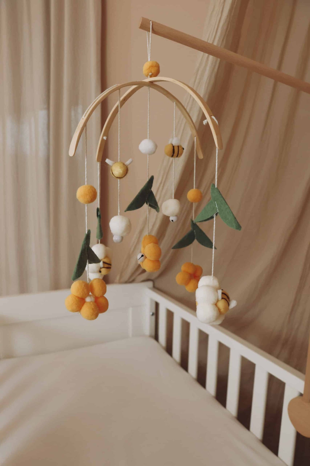 Handmade Yellow Bee & Flower Baby Mobile