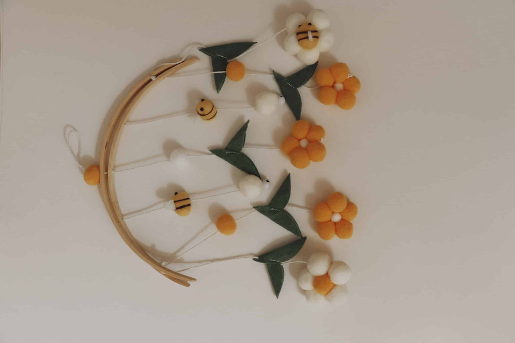 Handmade Yellow Bee & Flower Baby Mobile