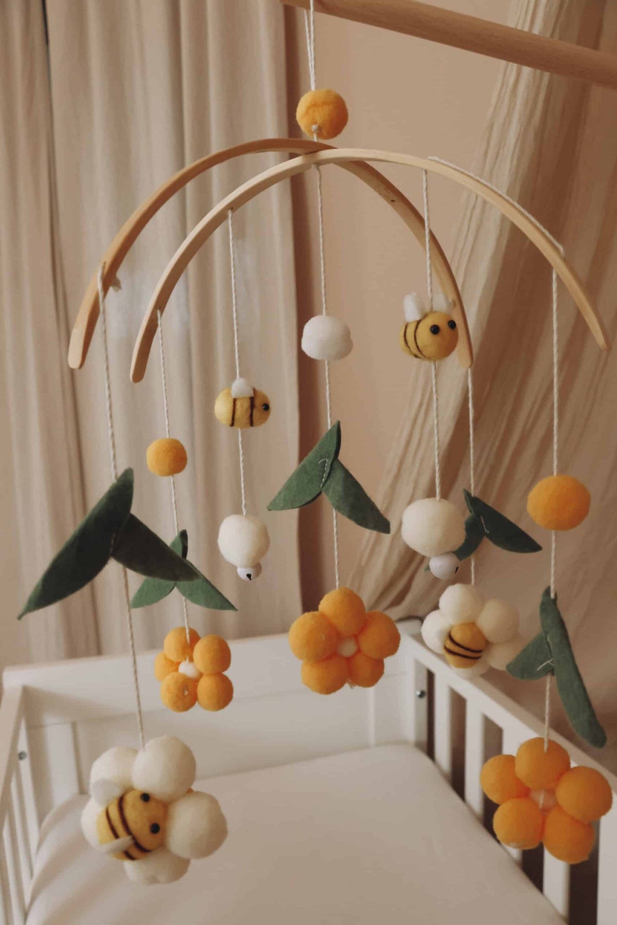 Handmade Yellow Bee & Flower Baby Mobile