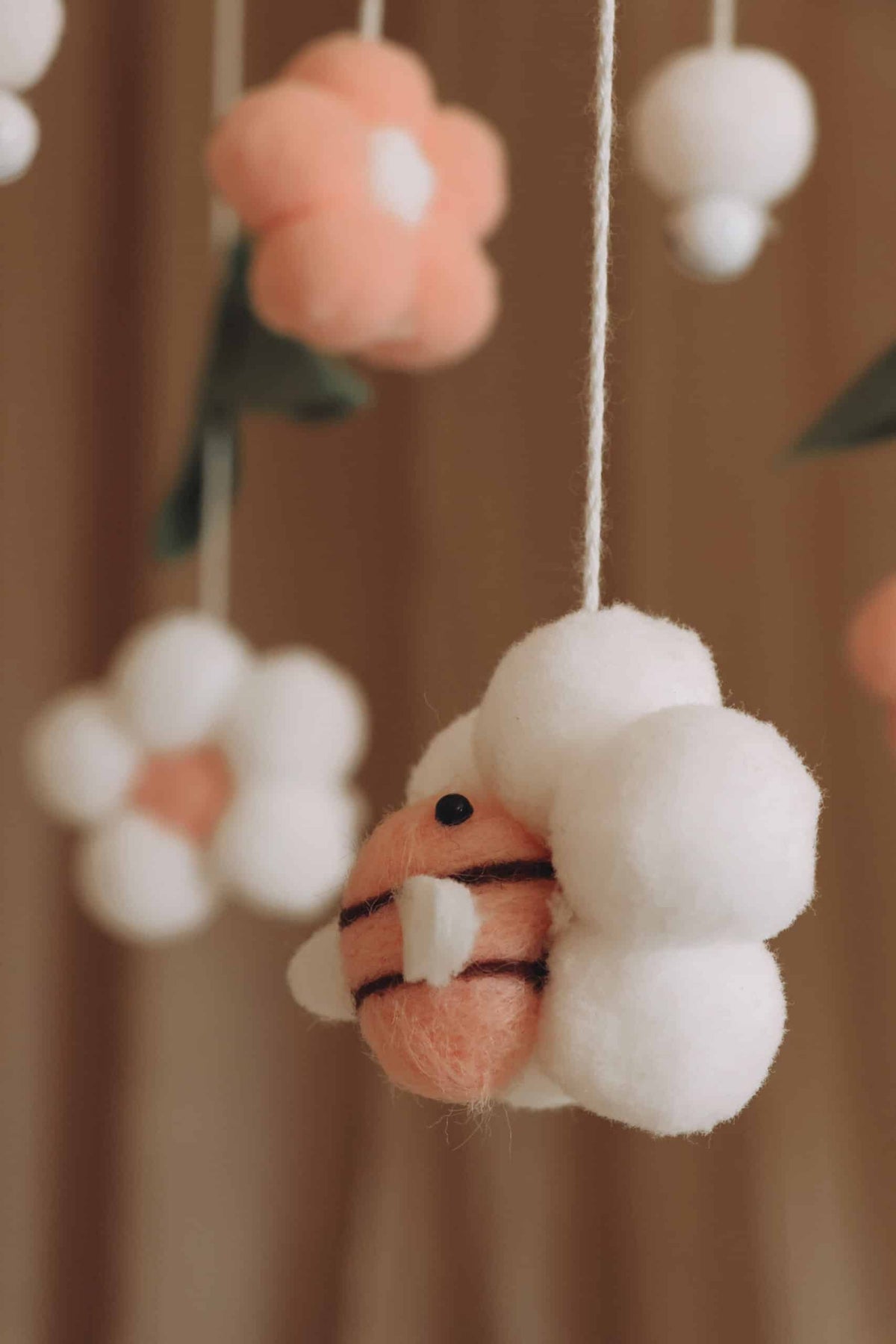 Handmade Pink Bee & Flower Baby Mobile