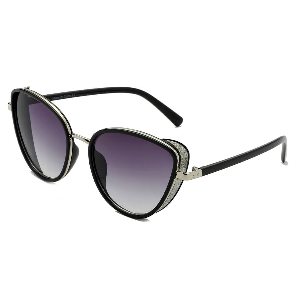 NARVA | Women Sleek Glitter Glamour Cat Eye Feline Fashion Sunglasses-0