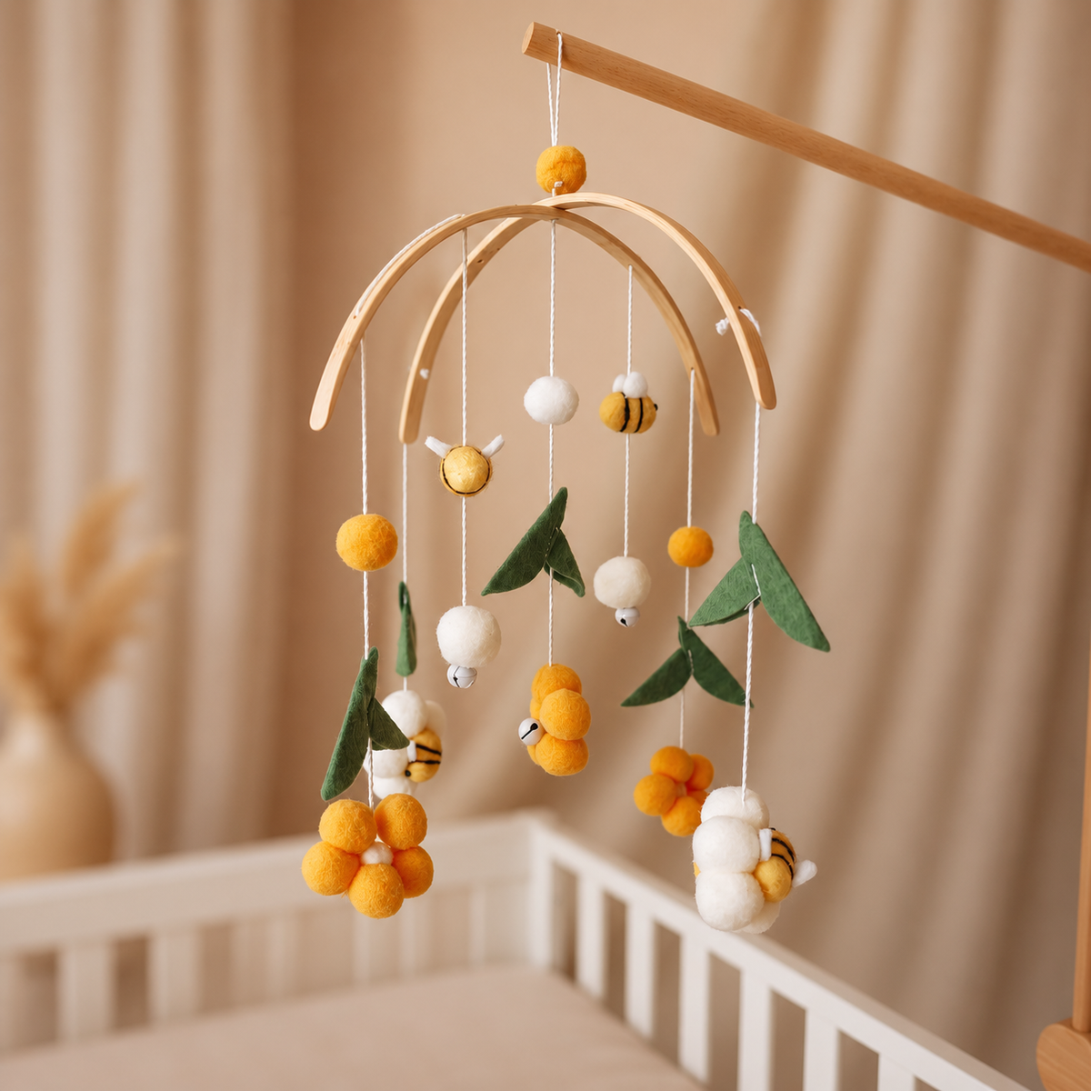 Handmade Yellow Bee & Flower Baby Mobile