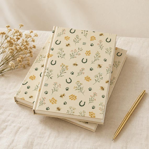 Bee and Horseshoe equestrian hardcover journal product view